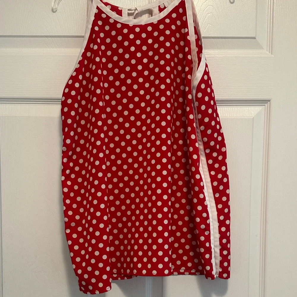 C Red and White Polka Dot Top - Picture 1 of 9
